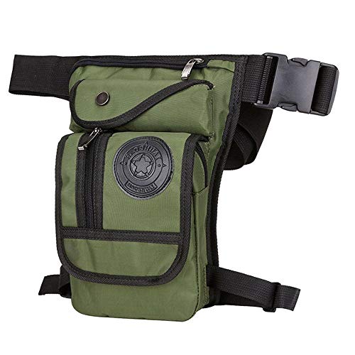Hüfttasche Canvas/Nylon Herren Drop Arm Herren Hüftgurt Oberschenkel Hüfte Motorrad Messenger Schultertasche(1 Green) von XLANDALYUEFA