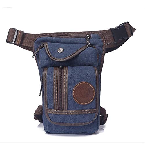 Hüfttasche Canvas/Nylon Herren Drop Arm Herren Hüftgurt Oberschenkel Hüfte Motorrad Messenger Schultertasche(Blue) von XLANDALYUEFA