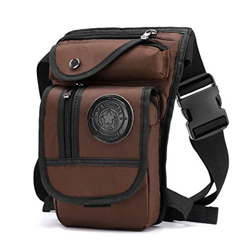 Hüfttasche Canvas/Nylon Herren Drop Arm Herren Hüftgurt Oberschenkel Hüfte Motorrad Messenger Schultertasche(Brown) von XLANDALYUEFA