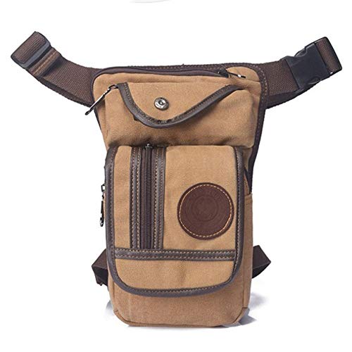 Hüfttasche Canvas/Nylon Herren Drop Arm Herren Hüftgurt Oberschenkel Hüfte Motorrad Messenger Schultertasche(Khaki) von XLANDALYUEFA