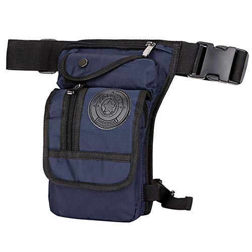 Hüfttasche Canvas/Nylon Herren Drop Arm Herren Hüftgurt Oberschenkel Hüfte Motorrad Messenger Schultertasche(Navy) von XLANDALYUEFA