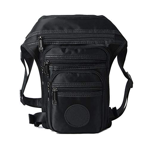 Hüfttasche Herren Canvas Drop Beintasche Umhängetasche Schultergurt Hüfttasche Bauchtasche Taille for Reisen Wandern Motorradfahren(Black) von XLANDALYUEFA