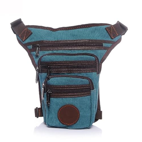 Hüfttasche Herren Canvas Drop Beintasche Umhängetasche Schultergurt Hüfttasche Bauchtasche Taille for Reisen Wandern Motorradfahren(Light Blue) von XLANDALYUEFA