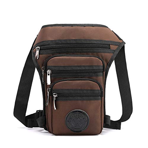 Hüfttasche Herren Hüfttasche Oberschenkel Motorradfahrer Multi-Pocket Umhängetasche Herren Nylon Taille Beintasche(Deep Coffee) von XLANDALYUEFA