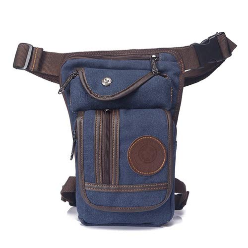 Hüfttasche Nylon Herren Drop Leg Bag Motorrad Taille Bauchtasche multifunktionale Messenger Schultertasche Reise hip hop Tasche(Blue Canvas) von XLANDALYUEFA