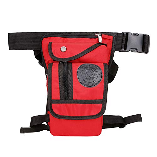 Hüfttasche Nylon Herren Drop Leg Bag Motorrad Taille Bauchtasche multifunktionale Messenger Schultertasche Reise hip hop Tasche(Red Nylon a) von XLANDALYUEFA