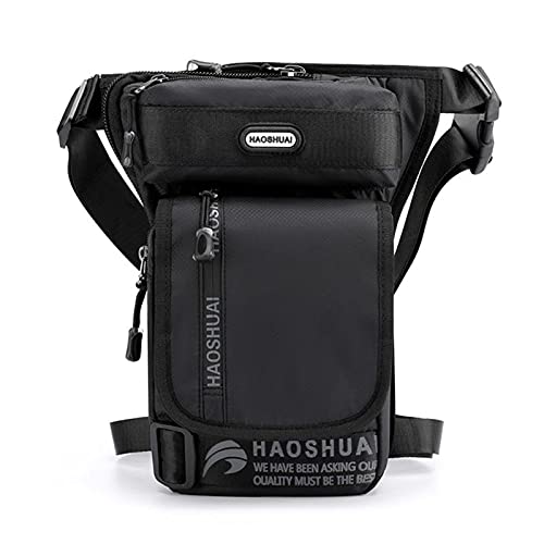Hüfttasche wasserdichte Nylon Drop Leg Bag Herren Oberschenkel Hip Bum Bltleg Fanny Pack Taille Reisen Reiten Motorrad Umhängetasche(Black) von XLANDALYUEFA