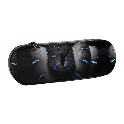 XLEWSIEU 3D Schlangenmuster Leder Federmäppchen Stilvolle & Funktionelle Stifteetui Kosmetiktasche Kleingeldbox, Schwarz , Einheitsgröße, Schulranzen-Set von XLEWSIEU