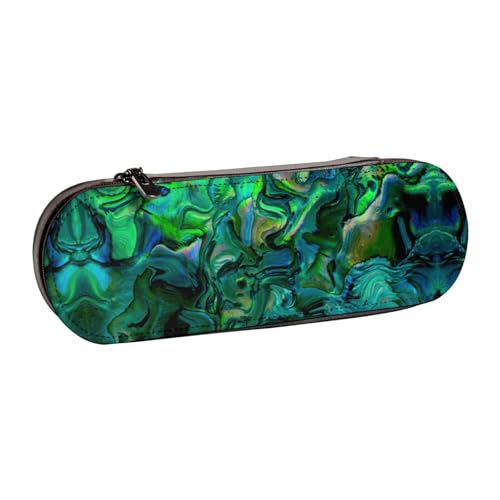 XLEWSIEU Abalone Perlmuttdruck Leder Federmäppchen Stilvoll & Funktional Stifteetui Kosmetiktasche Kleingeldbox, Schwarz , Einheitsgröße, Schulranzen-Set von XLEWSIEU