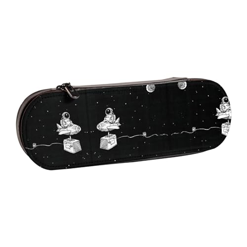 XLEWSIEU Astronaut Galaxy Trippy Print Leder Federmäppchen Stilvolle & Funktionelle Stifteetui Kosmetiktasche Kleingeldbox, Schwarz , Einheitsgröße, Schulranzen-Set von XLEWSIEU