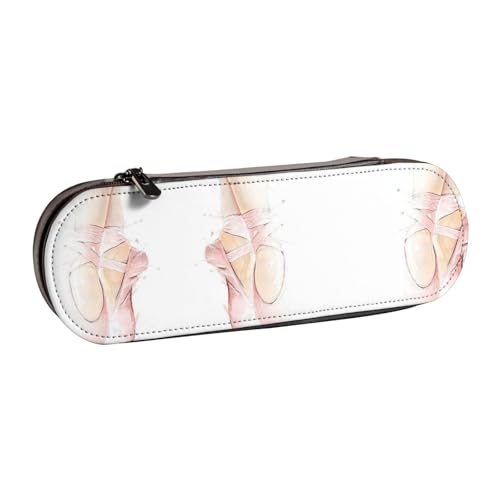 XLEWSIEU Ballettschuhe Druck Leder Federmäppchen Stilvoll & Funktional Stifteetui Kosmetiktasche Kleingeldbox, Schwarz , Einheitsgröße, Schulranzen-Set von XLEWSIEU