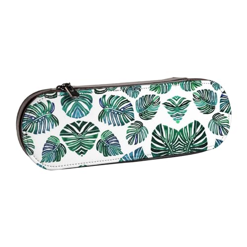 XLEWSIEU Bananenblätter Druck Leder Federmäppchen Stilvolle & Funktionelle Stifteetui Kosmetiktasche Kleingeldbox, Schwarz , Einheitsgröße, Schulranzen-Set von XLEWSIEU