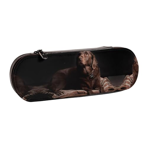 XLEWSIEU Braunes Labrador Retriever Print Leder Federmäppchen Stilvolle & Funktionale Stifteetui Kosmetiktasche Kleingeldbox, Schwarz , Einheitsgröße, Schulranzen-Set von XLEWSIEU
