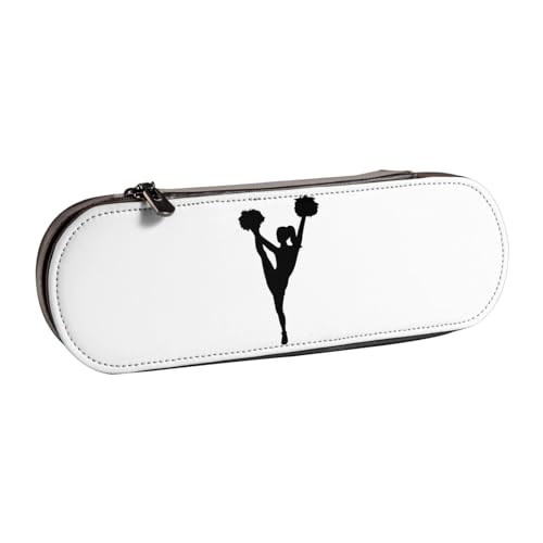 XLEWSIEU Cheerleader Print Leder Federmäppchen Stilvolle & Funktionelle Stifteetui Kosmetiktasche Kleingeldbox, Schwarz , Einheitsgröße, Schulranzen-Set von XLEWSIEU