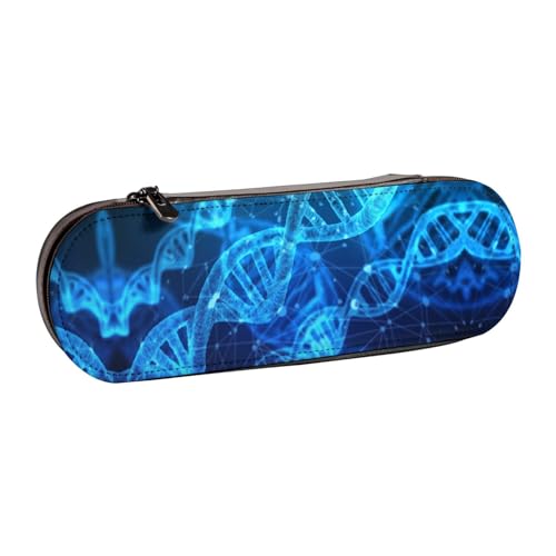 XLEWSIEU DNA Kette Fotodruck Leder Federmäppchen Stilvoll & Funktional Stifteetui Kosmetiktasche Kleingeldbox, Schwarz , Einheitsgröße, Schulranzen-Set von XLEWSIEU