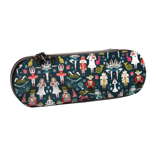 XLEWSIEU Damen Nussknacker Ballett Xmas Dance Print Leder Federmäppchen Stilvoll & Funktional Stifteetui Kosmetiktasche Kleingeldbox, Schwarz , Einheitsgröße, Schulranzen-Set von XLEWSIEU
