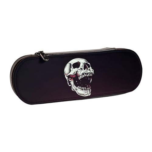 XLEWSIEU Death Skull HD Print Leder Federmäppchen Stilvolle & Funktionale Stifteetui Kosmetiktasche Kleingeldbox, Schwarz , Einheitsgröße, Schulranzen-Set von XLEWSIEU