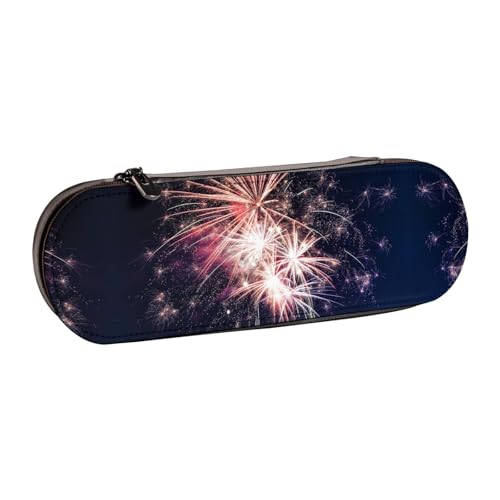 XLEWSIEU Explosion Feuerwerk 3D Druck Leder Federmäppchen Stilvolle & Funktionelle Stifteetui Kosmetiktasche Kleingeldbox, Schwarz , Einheitsgröße, Schulranzen-Set von XLEWSIEU