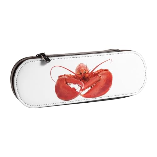 XLEWSIEU Federmäppchen Leder mit Hummer-Druck, stilvolle und funktionale Stiftemappe, Kosmetiktasche, Kleingeldbox, Schwarz , Einheitsgröße, Schulranzen-Set von XLEWSIEU