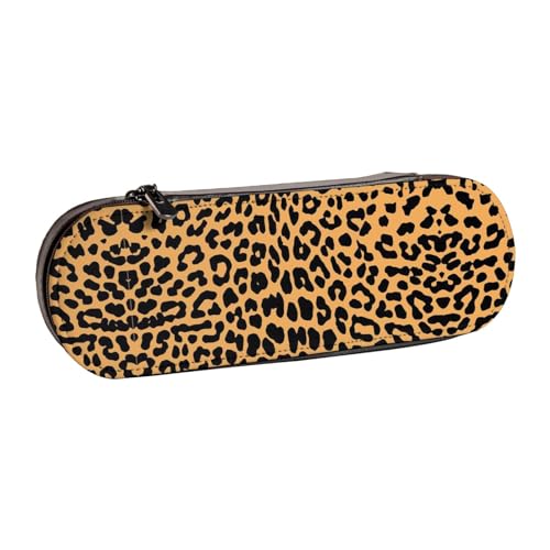 XLEWSIEU Federmäppchen aus Leder, Leopardenmuster, stilvolle und funktionale Stiftemappe, Kosmetiktasche, Kleingeldbox, Schwarz , Einheitsgröße, Schulranzen-Set von XLEWSIEU