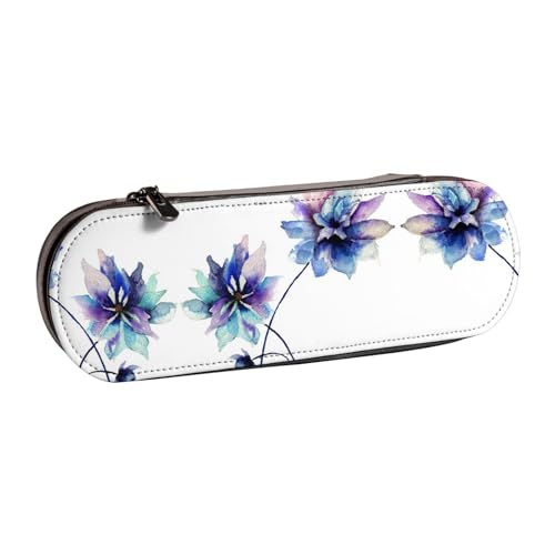 XLEWSIEU Federmäppchen aus Leder mit Blumendruck, stilvolle und funktionale Stiftemappe, Kosmetiktasche, Kleingeldbox, Schwarz , Einheitsgröße, Schulranzen-Set von XLEWSIEU