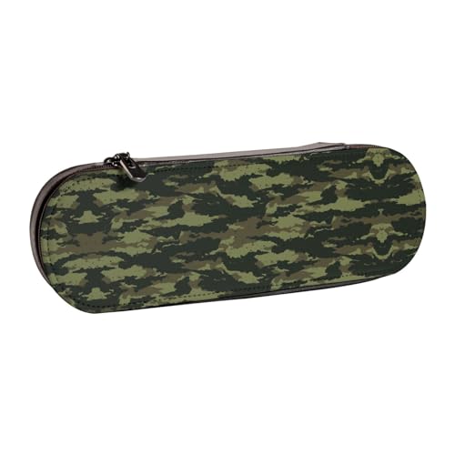 XLEWSIEU Federmäppchen aus Leder mit Camouflage-Muster, stilvolle und funktionale Stiftemappe, Kosmetiktasche, Kleingeldbox, Schwarz , Einheitsgröße, Schulranzen-Set von XLEWSIEU