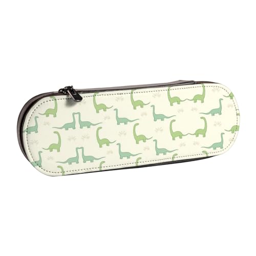 XLEWSIEU Federmäppchen aus Leder mit Dinosaurier-Aufdruck, stilvolle und funktionale Stiftemappe, Kosmetiktasche, Kleingeldbox, Schwarz , Einheitsgröße, Schulranzen-Set von XLEWSIEU
