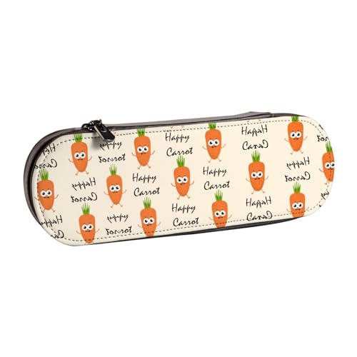 XLEWSIEU Federmäppchen aus Leder mit Karottenmuster, stilvolle und funktionale Stiftemappe, Kosmetiktasche, Kleingeldbox, Schwarz , Einheitsgröße, Schulranzen-Set von XLEWSIEU