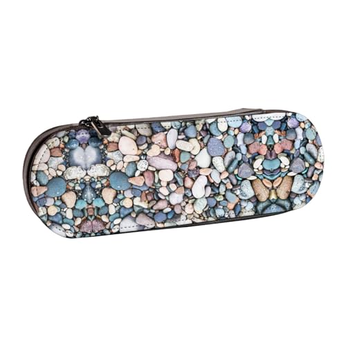 XLEWSIEU Federmäppchen aus Leder mit Kieselsteinen, stilvolles und funktionales Federmäppchen, Kosmetiktasche, Kleingeldbox, Schwarz , Einheitsgröße, Schulranzen-Set von XLEWSIEU