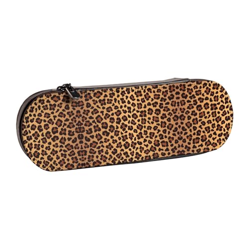 XLEWSIEU Federmäppchen aus Leder mit Leopardenmuster, stilvolle und funktionale Stiftemappe, Kosmetiktasche, Kleingeldbox, Schwarz , Einheitsgröße, Schulranzen-Set von XLEWSIEU