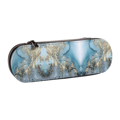 XLEWSIEU Federmäppchen aus Leder mit Marmor-Druck, stilvolle und funktionale Stiftemappe, Kosmetiktasche, Kleingeldbox, Schwarz , Einheitsgröße, Schulranzen-Set von XLEWSIEU