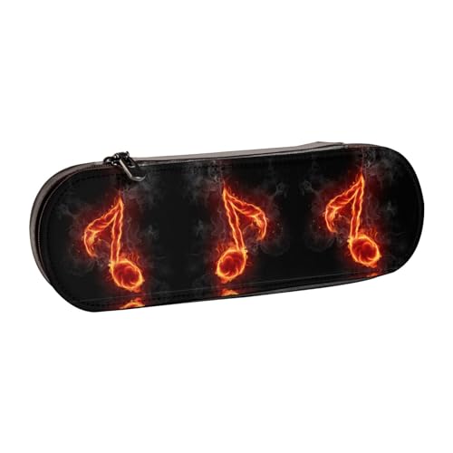 XLEWSIEU Federmäppchen aus Leder mit Musiknoten-Aufdruck, stilvolle und funktionale Stiftemappe, Kosmetiktasche, Kleingeldbox, Schwarz , Einheitsgröße, Schulranzen-Set von XLEWSIEU