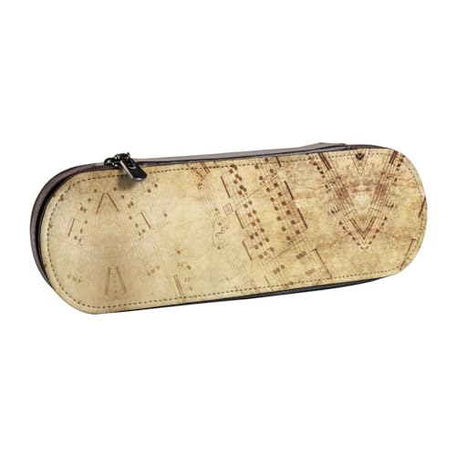 XLEWSIEU Federmäppchen aus Leder mit Notendruck, stilvolle und funktionale Stiftemappe, Kosmetiktasche, Kleingeldbox, Schwarz , Einheitsgröße, Schulranzen-Set von XLEWSIEU