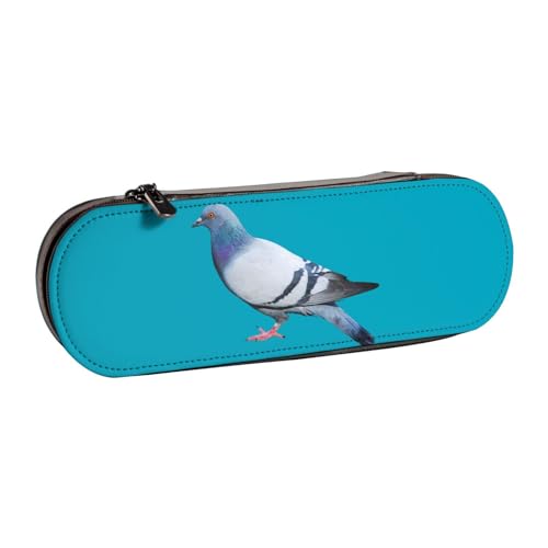 XLEWSIEU Federmäppchen aus Leder mit Taubenmuster, stilvolle und funktionale Stiftemappe, Kosmetiktasche, Kleingeldbox, Schwarz , Einheitsgröße, Schulranzen-Set von XLEWSIEU