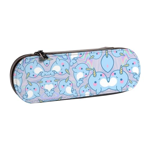 XLEWSIEU Federmäppchen aus Leder mit niedlichem Fisch-Druck, stilvolle und funktionale Stiftemappe, Kosmetiktasche, Kleingeldbox, Schwarz , Einheitsgröße, Schulranzen-Set von XLEWSIEU