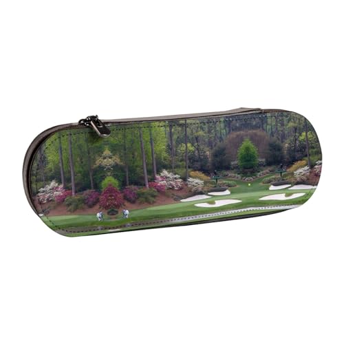 XLEWSIEU Federmäppchen mit Golfplatz-Aufdruck, Leder, stilvolle und funktionale Stiftemappe, Kosmetiktasche, Kleingeldbox, Schwarz , Einheitsgröße, Schulranzen-Set von XLEWSIEU