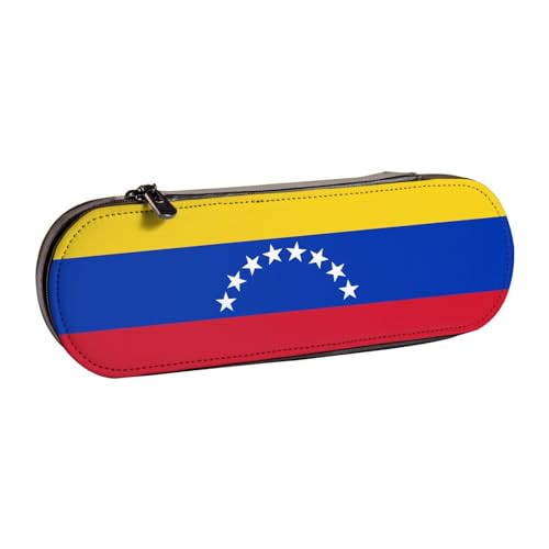 XLEWSIEU Flagge von Venezuela Druck Leder Federmäppchen Stilvoll & Funktional Stifteetui Kosmetiktasche Kleingeldbox, Schwarz , Einheitsgröße, Schulranzen-Set von XLEWSIEU