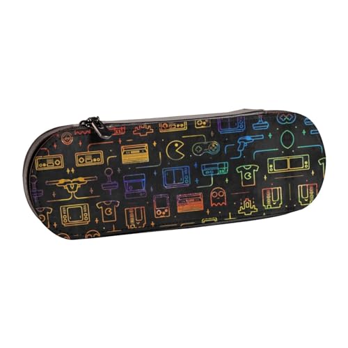 XLEWSIEU Game Video Gaming Muster Druck Leder Federmäppchen Stilvolle & Funktionale Stifteetui Kosmetiktasche Kleingeldbox, Schwarz , Einheitsgröße, Schulranzen-Set von XLEWSIEU