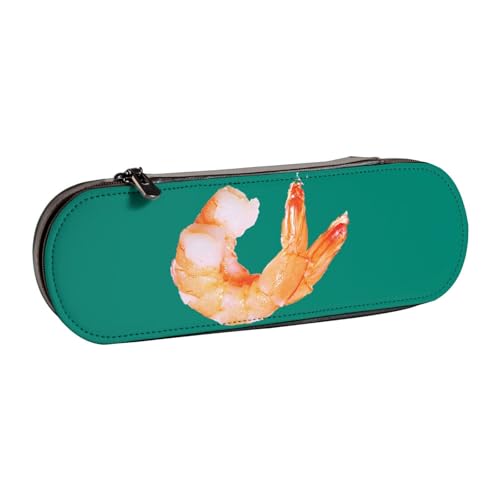 XLEWSIEU Glutton Shrimps Leder Federmäppchen Stilvoll & Funktional Stifteetui Kosmetiktasche Kleingeldbox, Schwarz , Einheitsgröße, Schulranzen-Set von XLEWSIEU