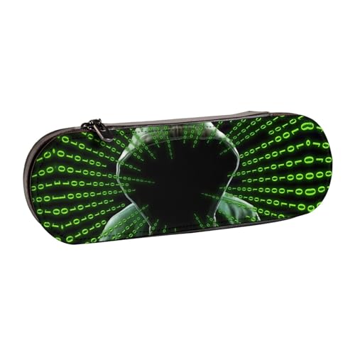 XLEWSIEU Hacker Attack Print Leder Federmäppchen Stilvolle & Funktionelle Stifteetui Kosmetiktasche Kleingeldbox, Schwarz , Einheitsgröße, Schulranzen-Set von XLEWSIEU