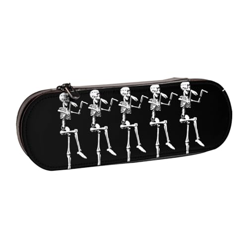 XLEWSIEU Halloween Posable Skelett Schädel Druck Leder Federmäppchen Stilvolle & Funktionale Stifteetui Kosmetiktasche Kleingeldbox, Schwarz , Einheitsgröße, Schulranzen-Set XLEWSIEU Halloween Posable Skelett Schädel Druck Leder Federmäppchen Stilvolle & Funktionale Stifteetui Kosmetiktasche Kleingeldbox, Schwarz , Einheitsgröße, Schulranzen-Set von XLEWSIEU