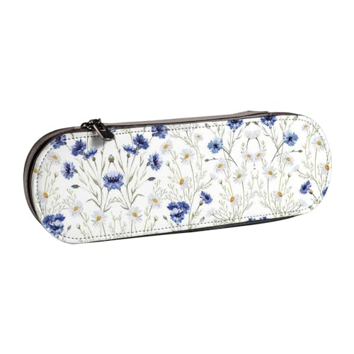XLEWSIEU Handgezeichnetes Leder-Federmäppchen mit Blumendruck, stilvolle und funktionale Stiftemappe, Kosmetiktasche, Kleingeldbox, Schwarz , Einheitsgröße, Schulranzen-Set von XLEWSIEU