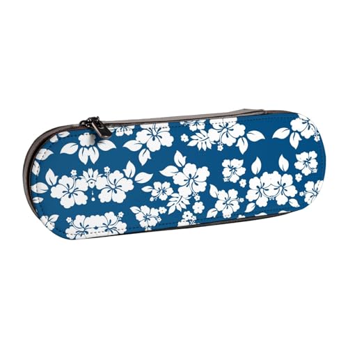 XLEWSIEU Hawaii Blumen Druck Leder Federmäppchen Stilvolle & Funktionelle Stifteetui Kosmetiktasche Kleingeldbox, Schwarz , Einheitsgröße, Schulranzen-Set von XLEWSIEU