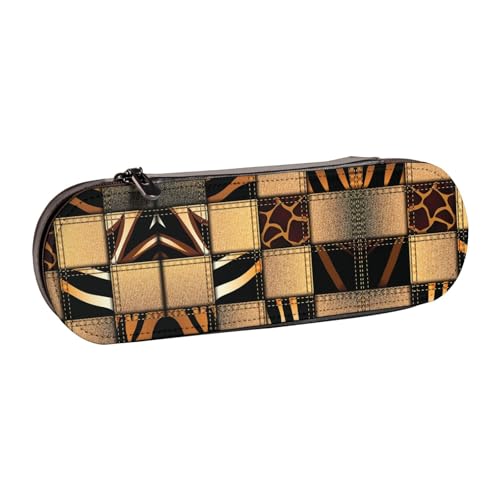 XLEWSIEU Jeans-Denim-Patchwork-Druck-Leder-Federmäppchen, stilvolle und funktionale Stiftemappe, Kosmetiktasche, Kleingeldbox, Schwarz , Einheitsgröße, Schulranzen-Set von XLEWSIEU