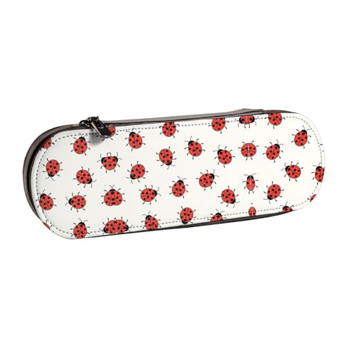 XLEWSIEU Ladybugs Pattern Infinite Speckled Print Leder Federmäppchen Stilvolle & Funktionale Stifteetui Kosmetiktasche Kleingeldbox, Schwarz , Einheitsgröße, Schulranzen-Set von XLEWSIEU