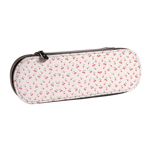 XLEWSIEU Lovely Sweet Red Cherry Print Leather Pencil Case Stylish & Functional Pen/Pencil Case Cosmetic Case Change Box, Schwarz , Einheitsgröße, Schulranzen-Set von XLEWSIEU