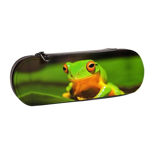 XLEWSIEU Lovely Tree Frogs Print Leather Pencil Case Stylish & Functional Pen/Pencil Case Cosmetic Case Change Box, Schwarz , Einheitsgröße, Schulranzen-Set von XLEWSIEU
