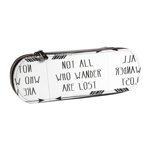 XLEWSIEU Not All Who Wander are Lost Print Leder Federmäppchen Stilvoll & Funktional Stifteetui Kosmetiktasche Kleingeldbox, Schwarz , Einheitsgröße, Schulranzen-Set von XLEWSIEU