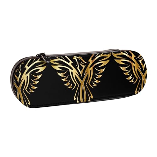 XLEWSIEU PHOENIX Druck Leder Federmäppchen Stilvoll & Funktional Stifteetui Kosmetiktasche Kleingeldbox, Schwarz , Einheitsgröße, Schulranzen-Set von XLEWSIEU