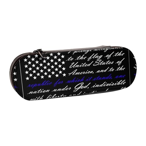 XLEWSIEU Pledge of Allegiance Flaggen-Druck Leder Federmäppchen Stilvolle & Funktionale Stifteetui Kosmetiktasche Kleingeldbox, Schwarz , Einheitsgröße, Schulranzen-Set von XLEWSIEU
